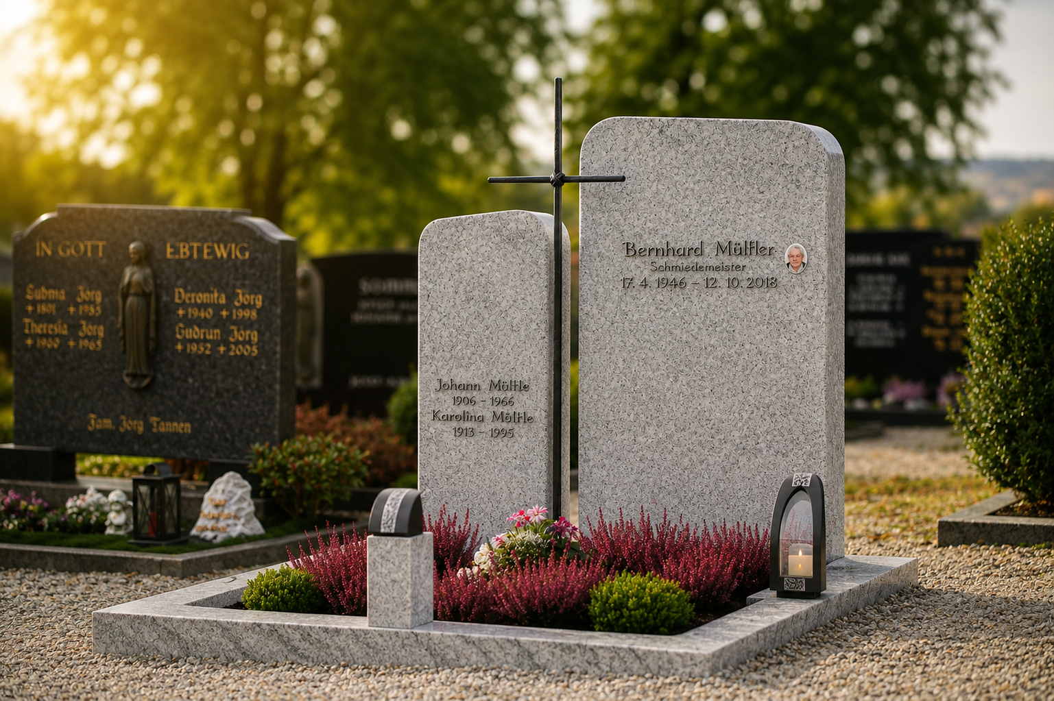 Grabstein aus Granit — STOI Steinmetzwerkstatt Allgäu