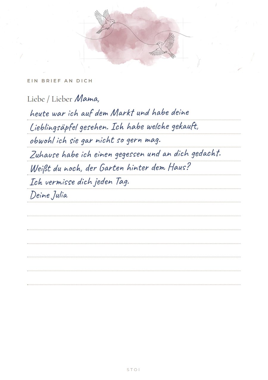 Seite Ein Brief an dich im Trauertagebuch